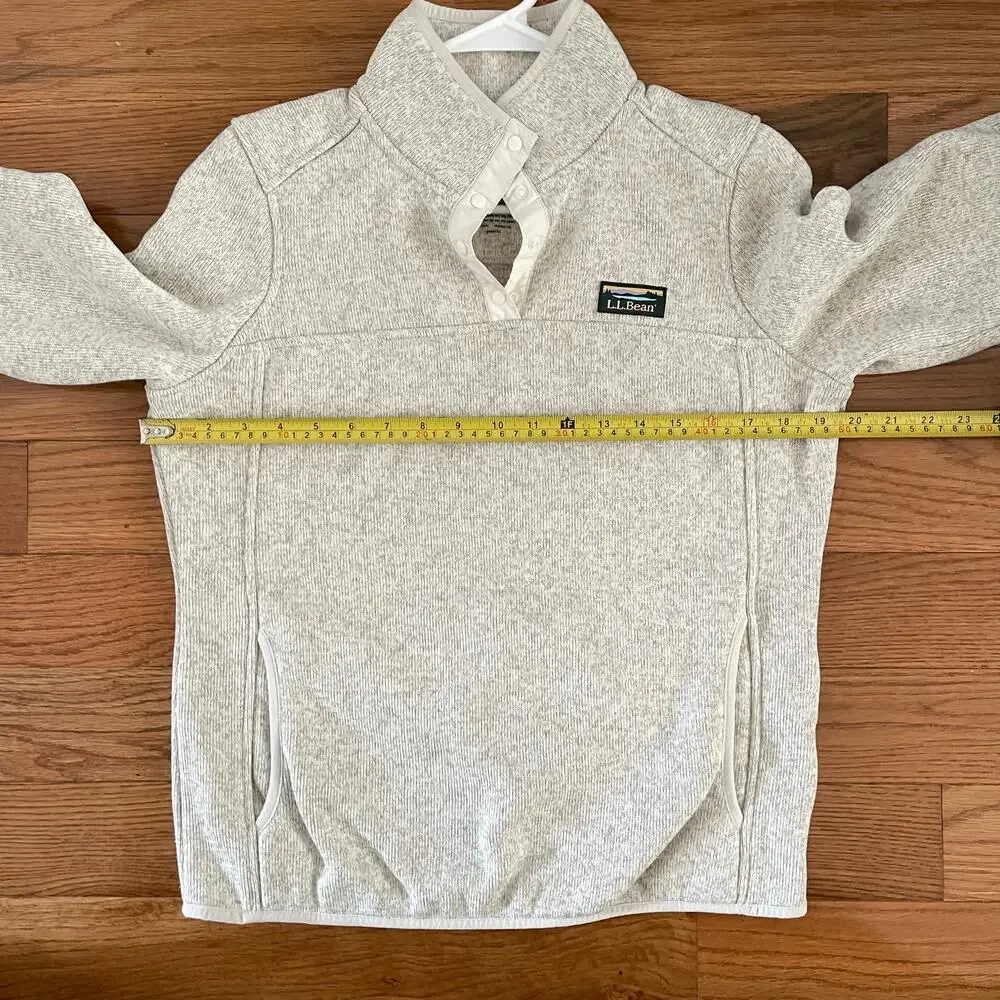 L.L. Bean Womens S Petite Sweater Fleece Jacket Cream Gorpcore - Picture 7 of 8